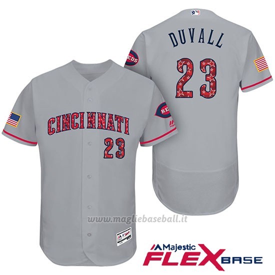 Maglia Baseball Uomo Cincinnati Reds 2017 Estrellas Y Rayas 23 Adam Duvall Grigio Flex Base